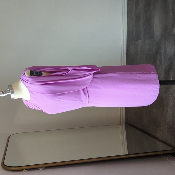 Halston Heritage Drape Back Tulip Split Sleeve Chiffon Dress Purple 6 party - Picture 3 of 13